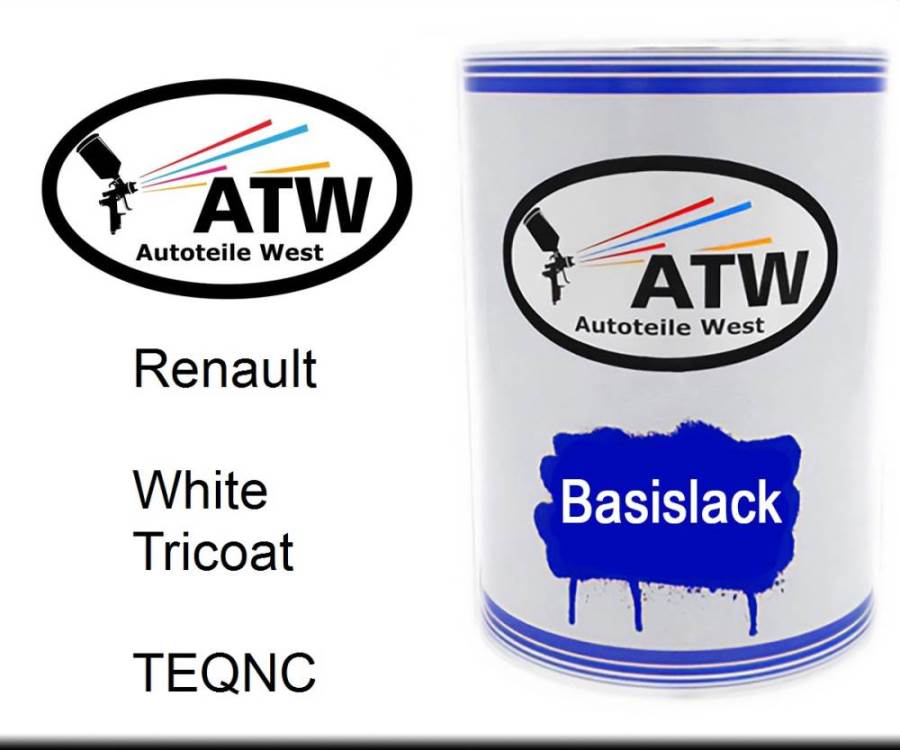 Renault, White Tricoat, TEQNC: 500ml Lackdose, von ATW Autoteile West.